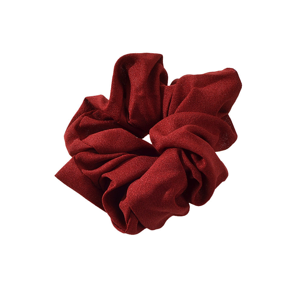 AU Local Girl Hair Accessories Elastic Wine Red Chiffion Wide Hair Tie Scrunchie-0