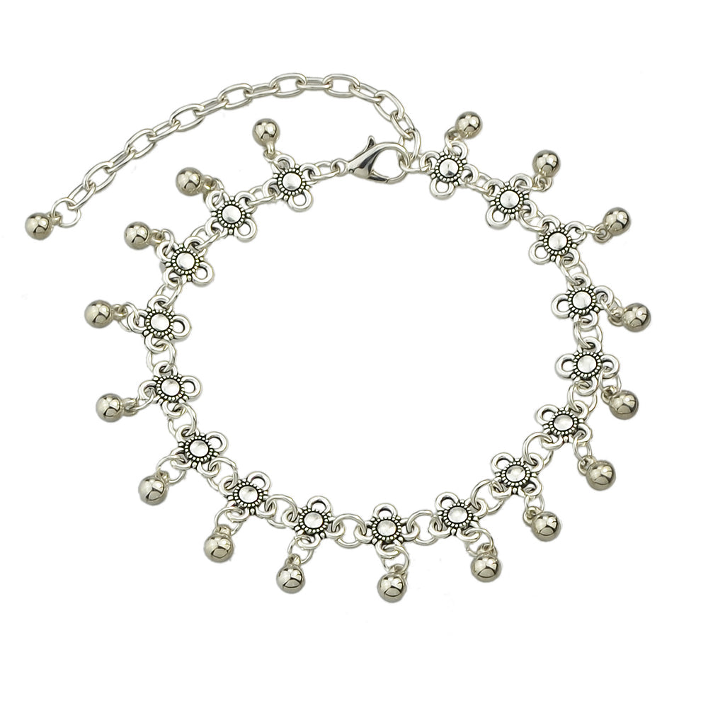 AU Post Foot Beach Jewelry Silver Chain Flower Round Balls Charm Anklet Bracelet-4