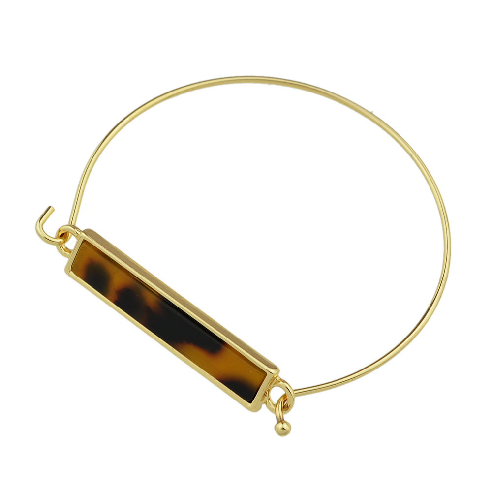 Multi-colored Rectangle  Acrylic Gold Bangle Boho Chic Bracelet Ethnic Jewellery-4
