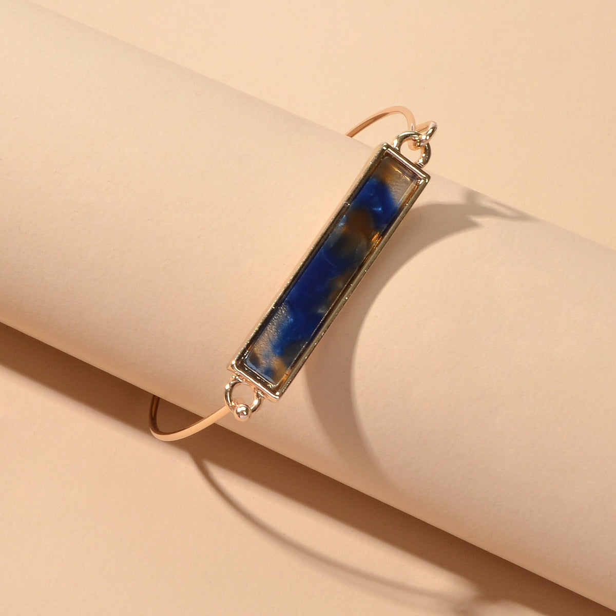Multi-colored Rectangle  Acrylic Gold Bangle Boho Chic Bracelet Ethnic Jewellery-3