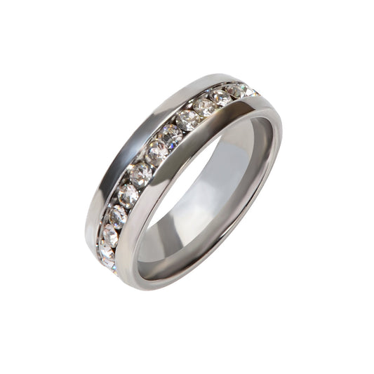 Faux Cubic Zirconia Silver Promise Ring Band Women Engagement Jewellery Gift-1