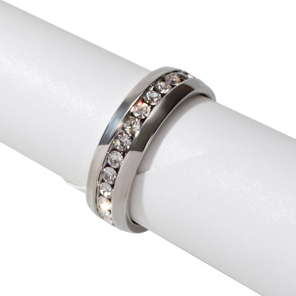 Faux Cubic Zirconia Silver Promise Ring Band Women Engagement Jewellery Gift-3