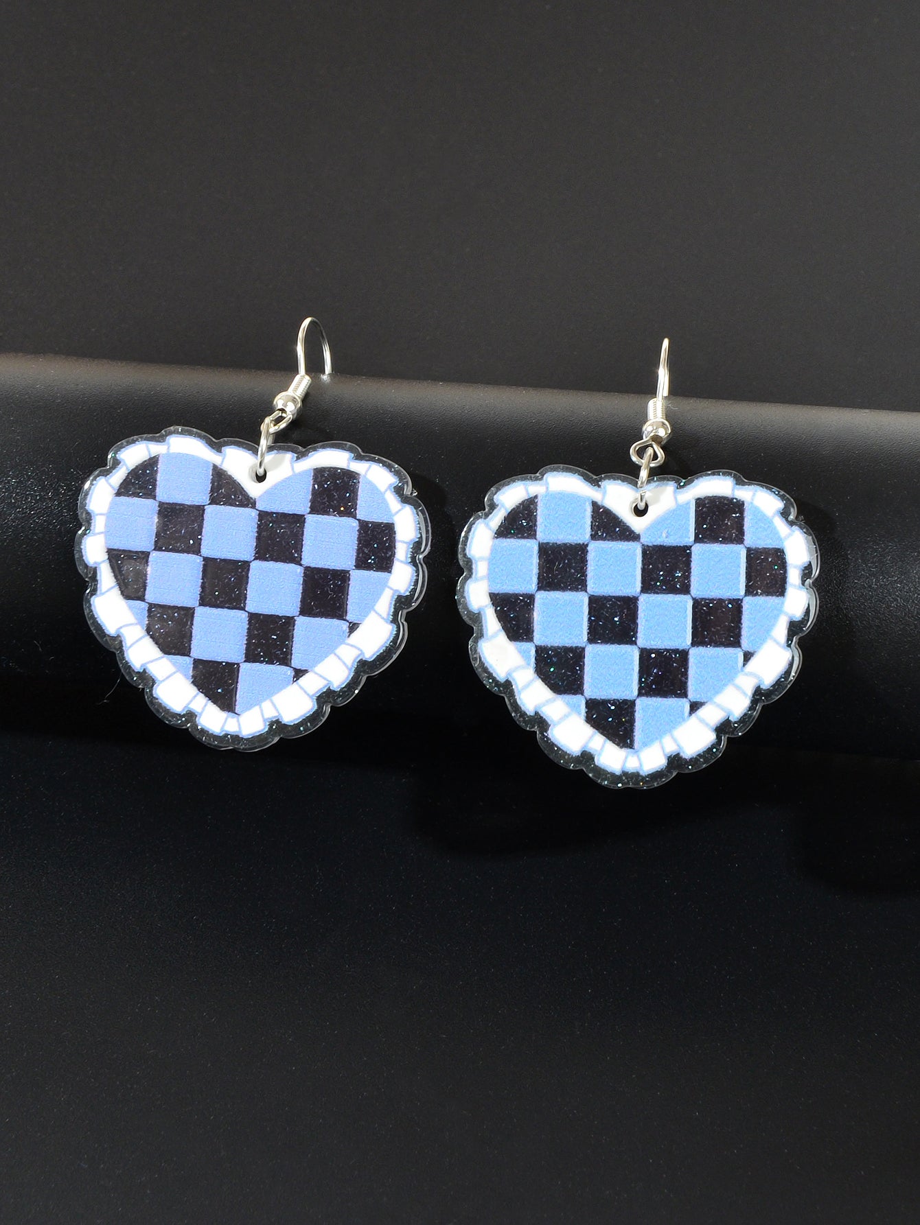 Colorful Sparkling Glittery Heart Pendant Earrings Radiant Glamour Party Jewelry-5