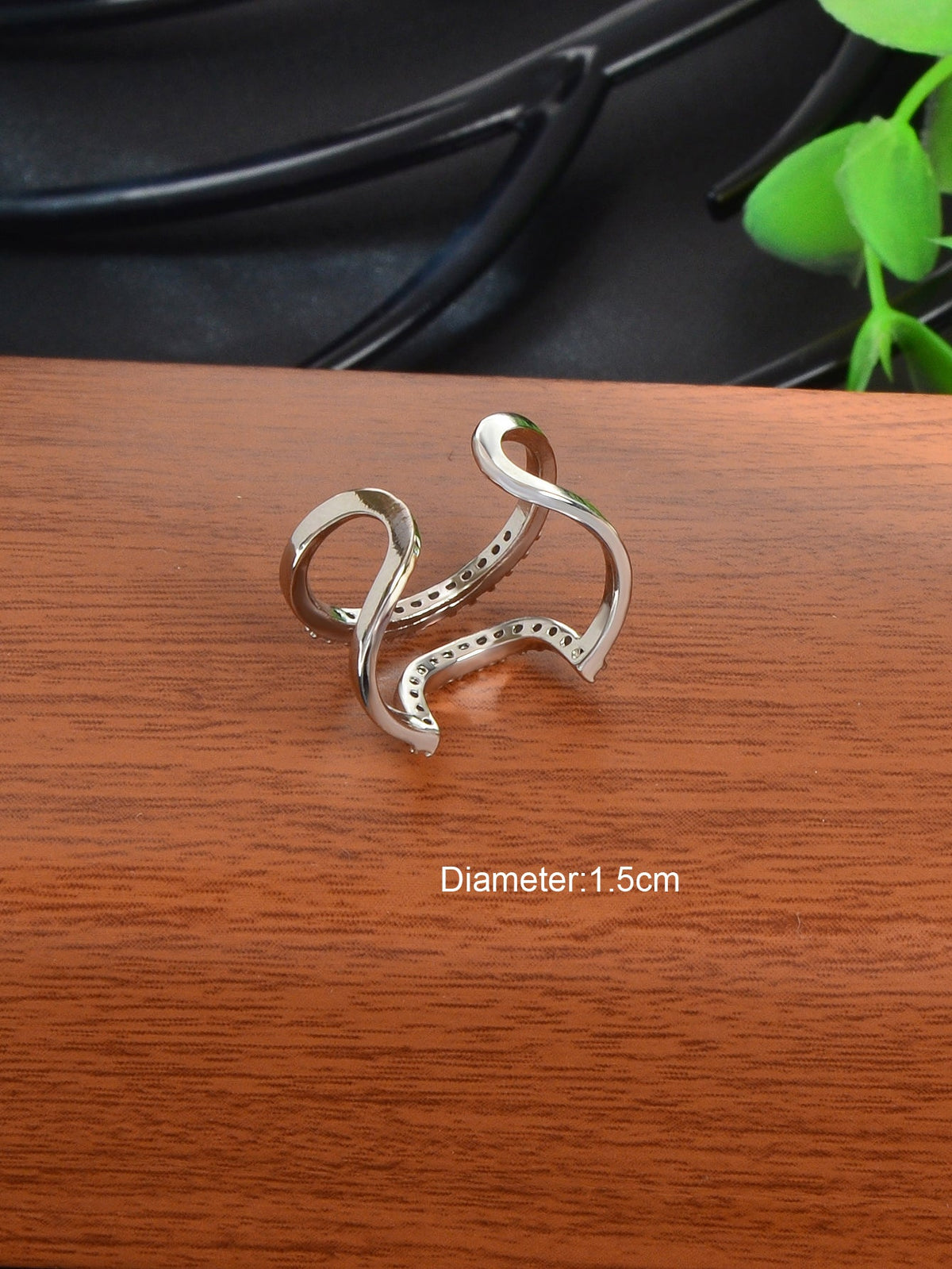 Silver Plated Diamond Accent Nail Ring - Elegant and Stylish Accessory!-4