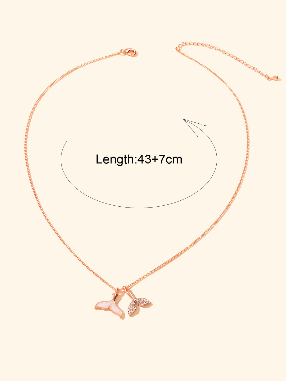 Ocean Series Jewellery Rose Gold Chain Enamel Rhinestone Mermaid Tail Necklace-3