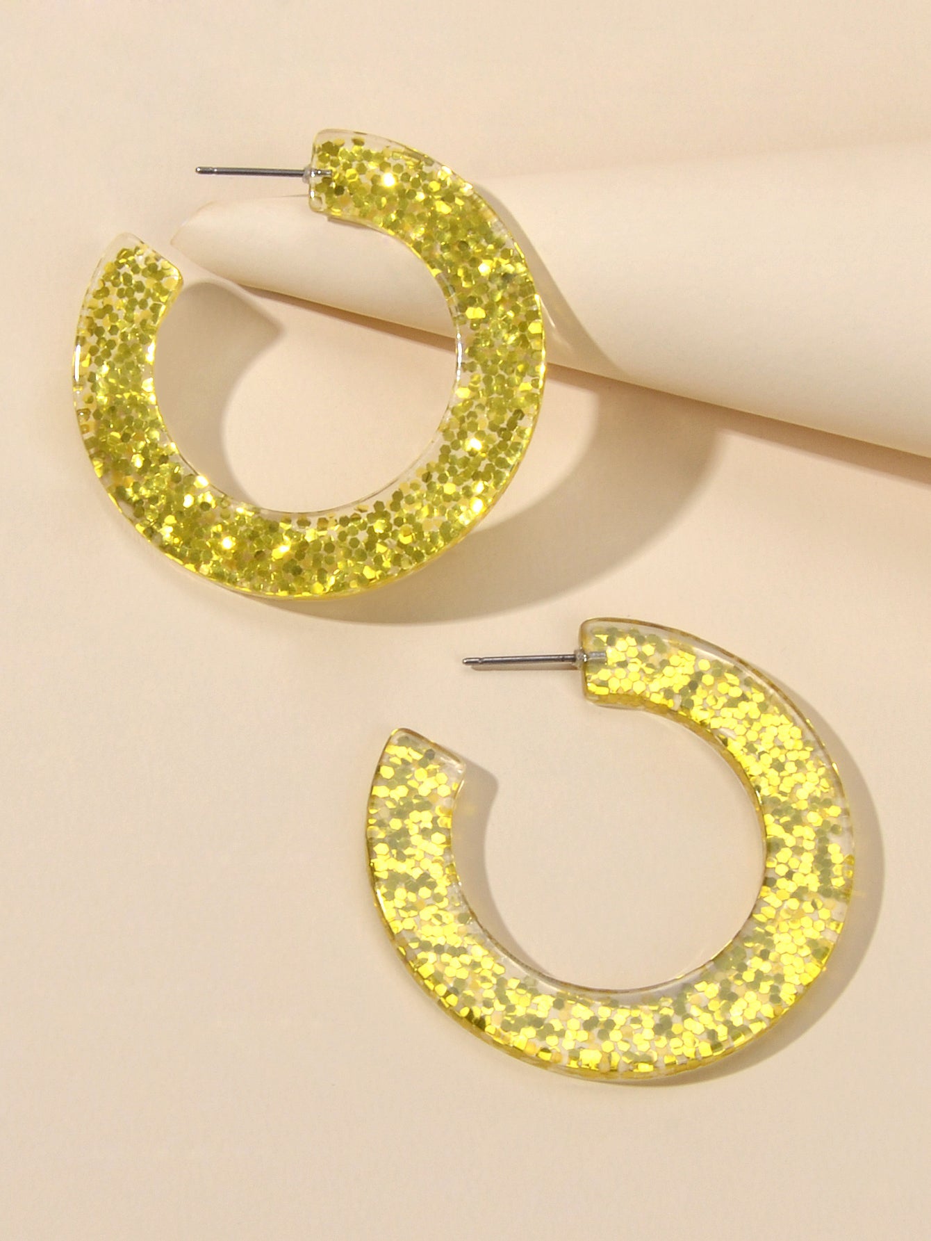 Statement Gold Resin Geometric Acrylic C Shape Hoop Earrings Party Decoration-3