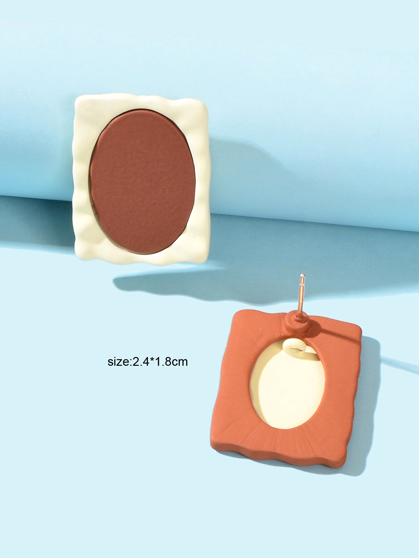 Cream Chocolate Color Square Stud Dainty Earrings Girls Party Jewellery Gift New-3