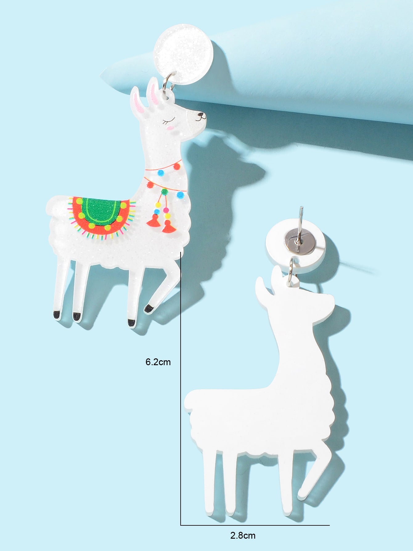 White Acrylic Lovely Sheep Dangle Lamb Earrings Cartoon Design Geometric Jewelry-3