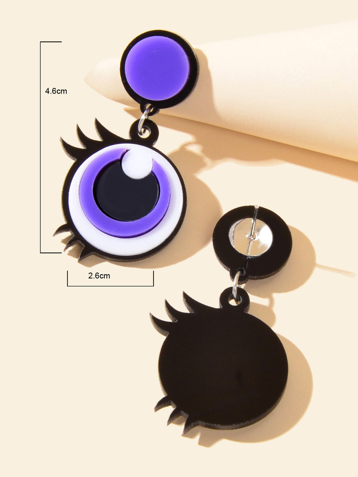 Cute Purple Eye Earrings Acrylic Cartoon Novelty Trendy Lightweight Drop Stud-3