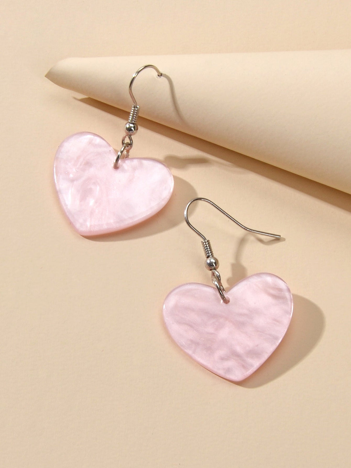 Valentine's Day Women Girl Gift Pink Heart Korean Acrylic Drop Trendy Earrings-3