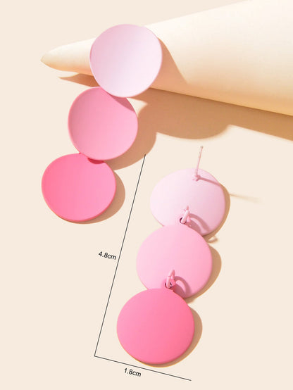 Gradient Purple Round Dangle Geometric Pierced Earrings Costume Party Jewellery-3