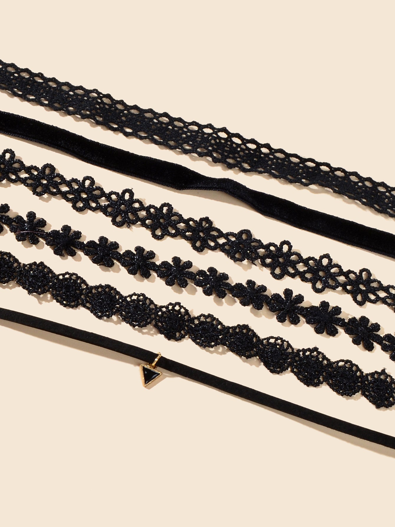 6 pcs Black Flower Velvet Choker Set Classic Gothic Tattoo 90s Collar Lace Jewel-3
