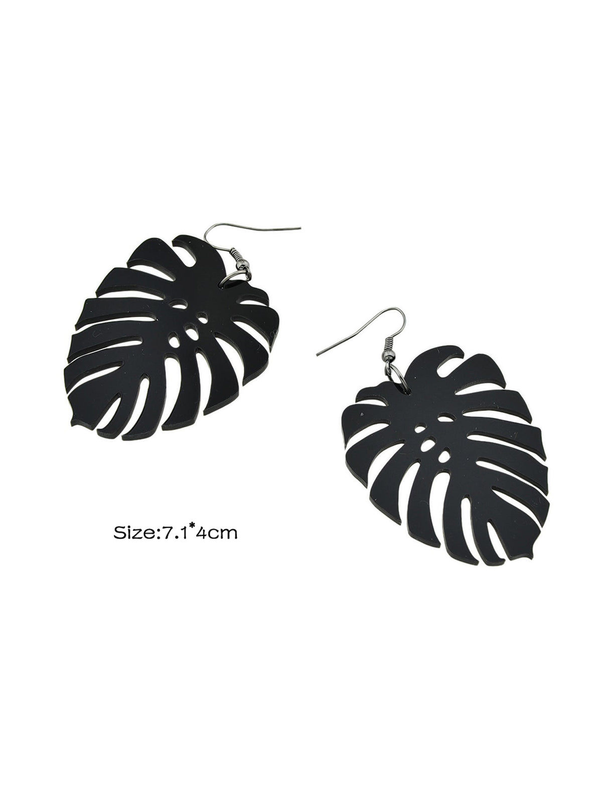Black Acrylic Leaf Chunky Dangle Holiday Earrings Girls Designer Stylish Jewelry-3