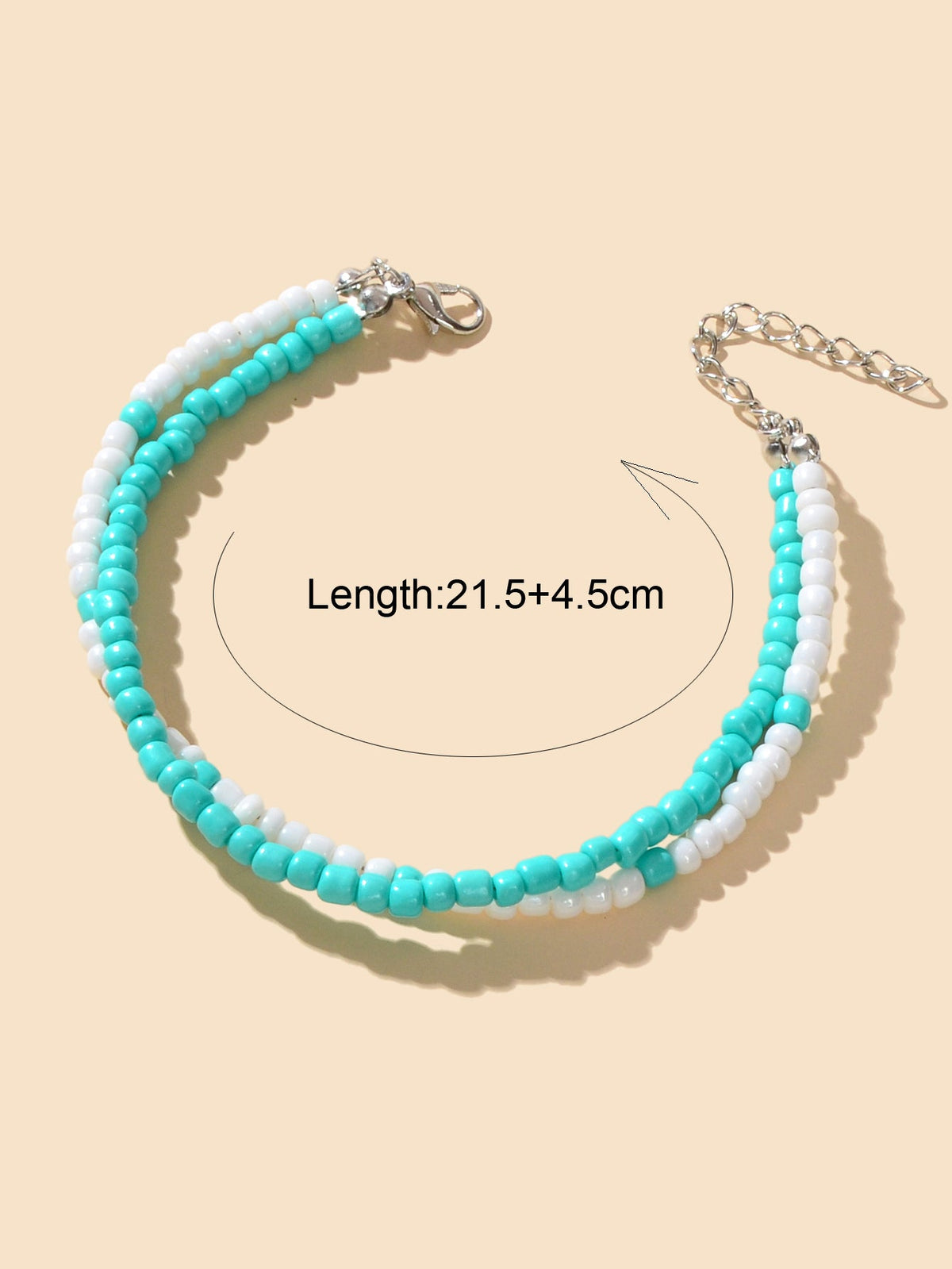 Handmade Blue White Double Layer Seed Beads Anklets Bohemian Beach Foot Jewelry-3