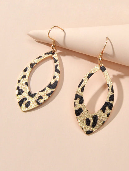 Classics Leopard Dangle Water Drop Geometric Earrings Party Decoration for Women-3