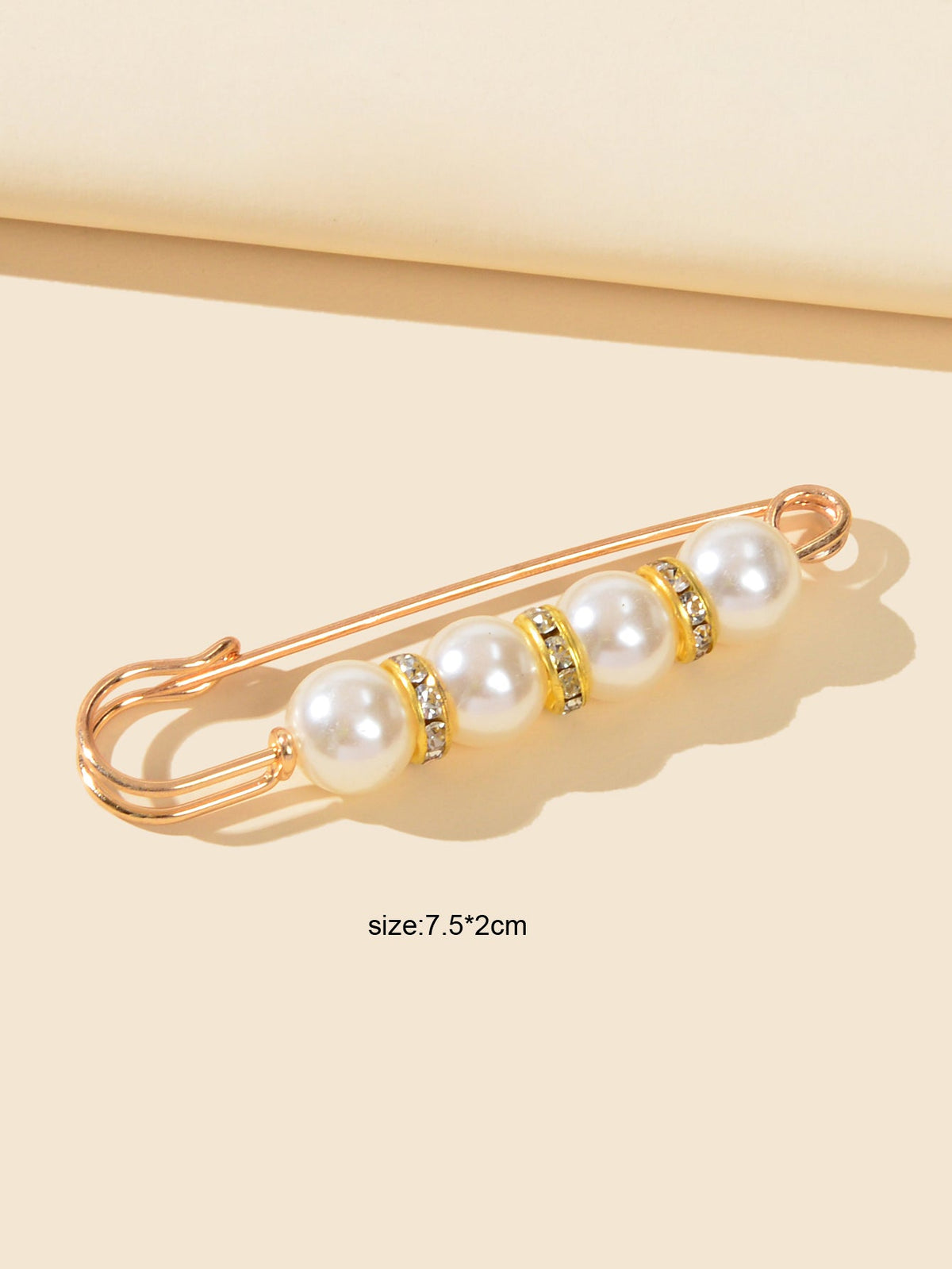 Pretty Pearl Rhinestone Brooch Sweater Shawl Clips Decorative Collar Safety Pins-3