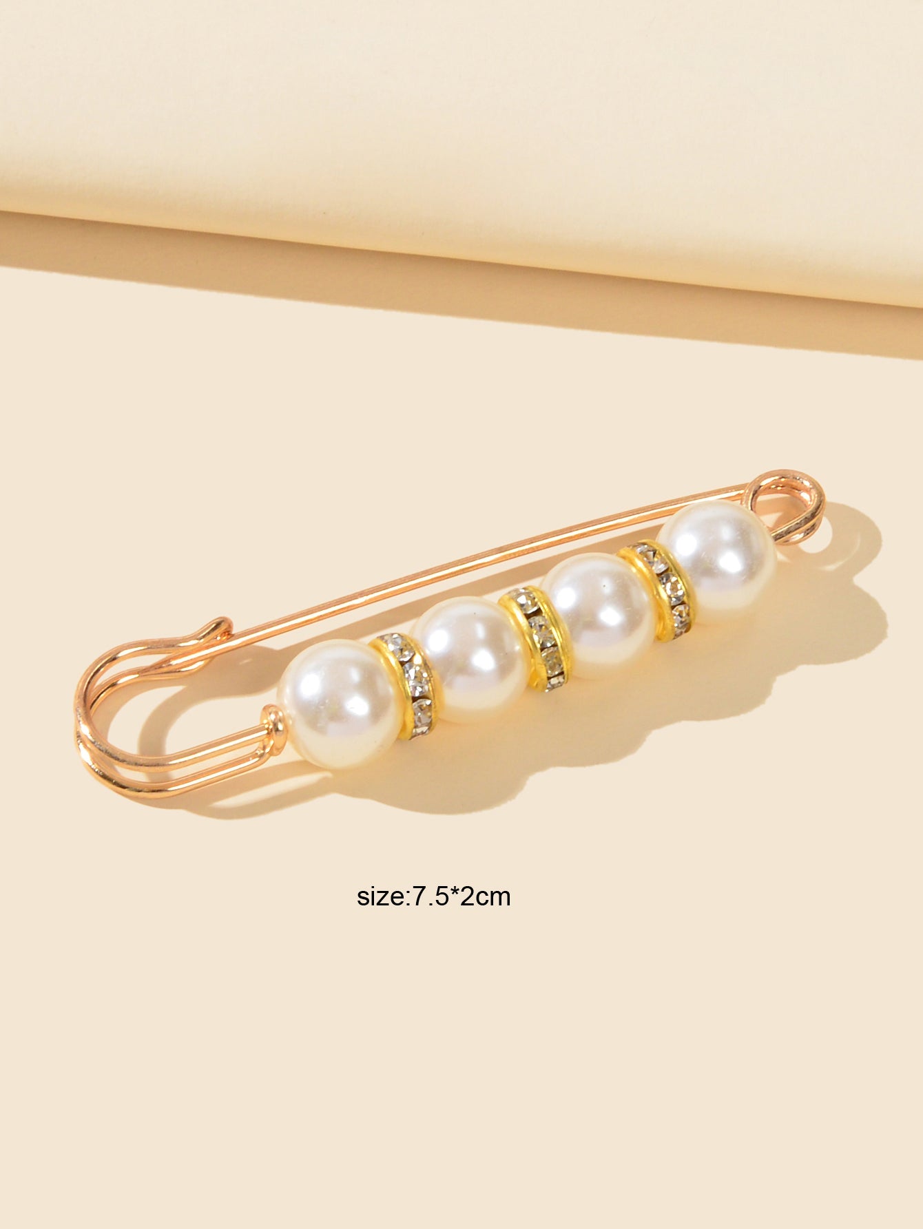 Pretty Pearl Rhinestone Brooch Sweater Shawl Clips Decorative Collar Safety Pins-3