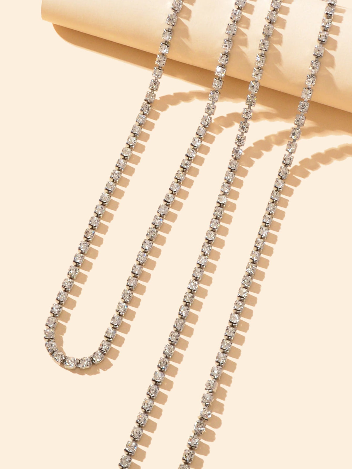 Luxury Multilayered Silver Chain Tassel Full Rhinestone Long Y Style Necklace-3