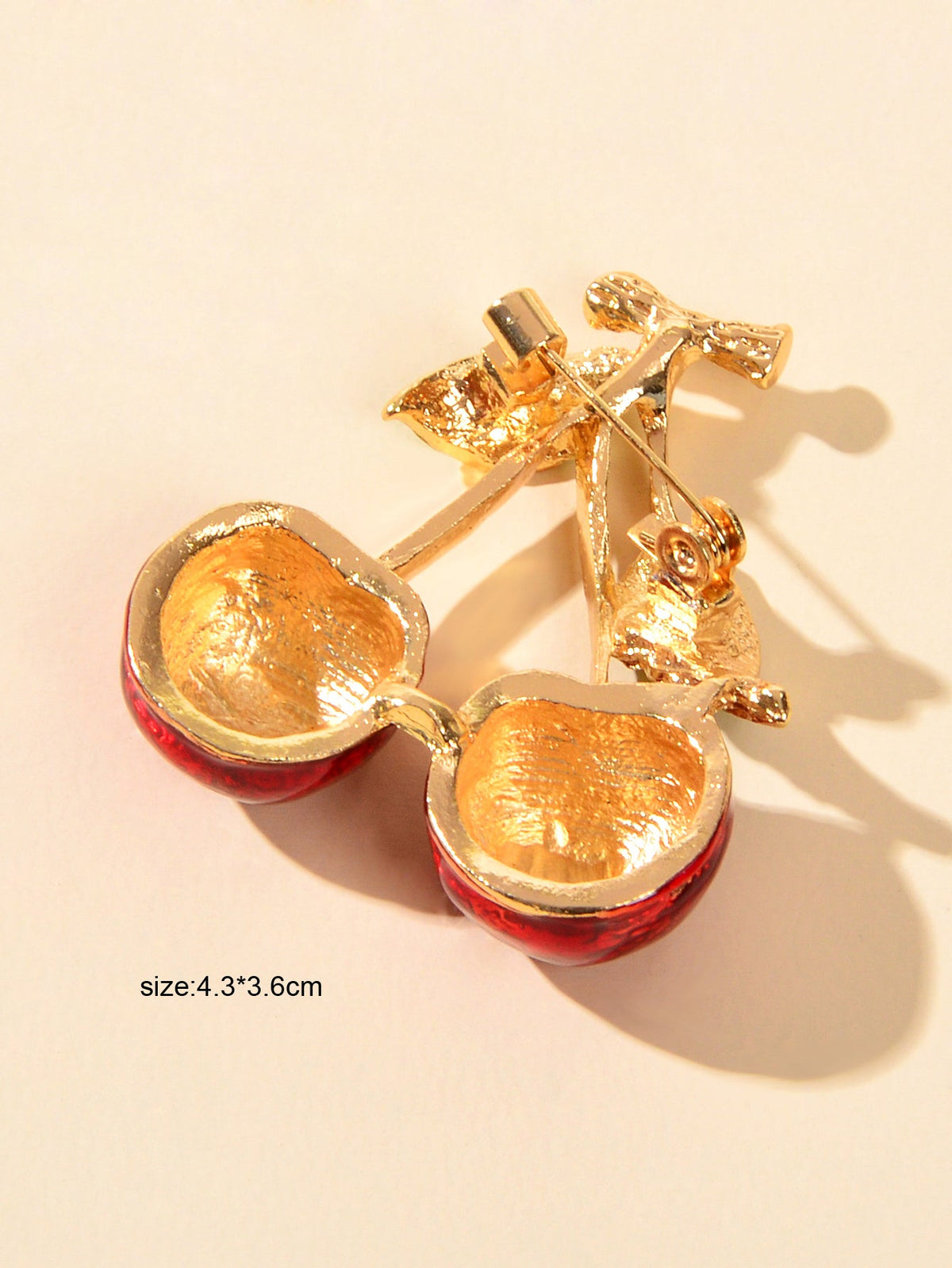 Attractive Red Enamel Twin Cherries Brooch Pin Fruit Jewelry Clothing Acccessory-3