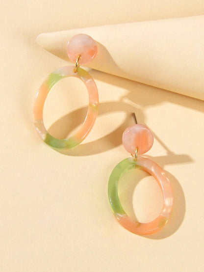 Women Designer Jewellery Multi-colored Resin Circle Dangle Perfect Earrings-3