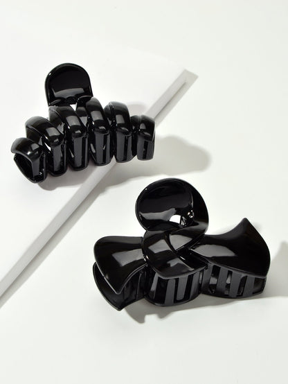 2pcs $5.99 Big Hair Claw Hair Accessory Black Plastic Bowknot Hair Clip Headwear-3