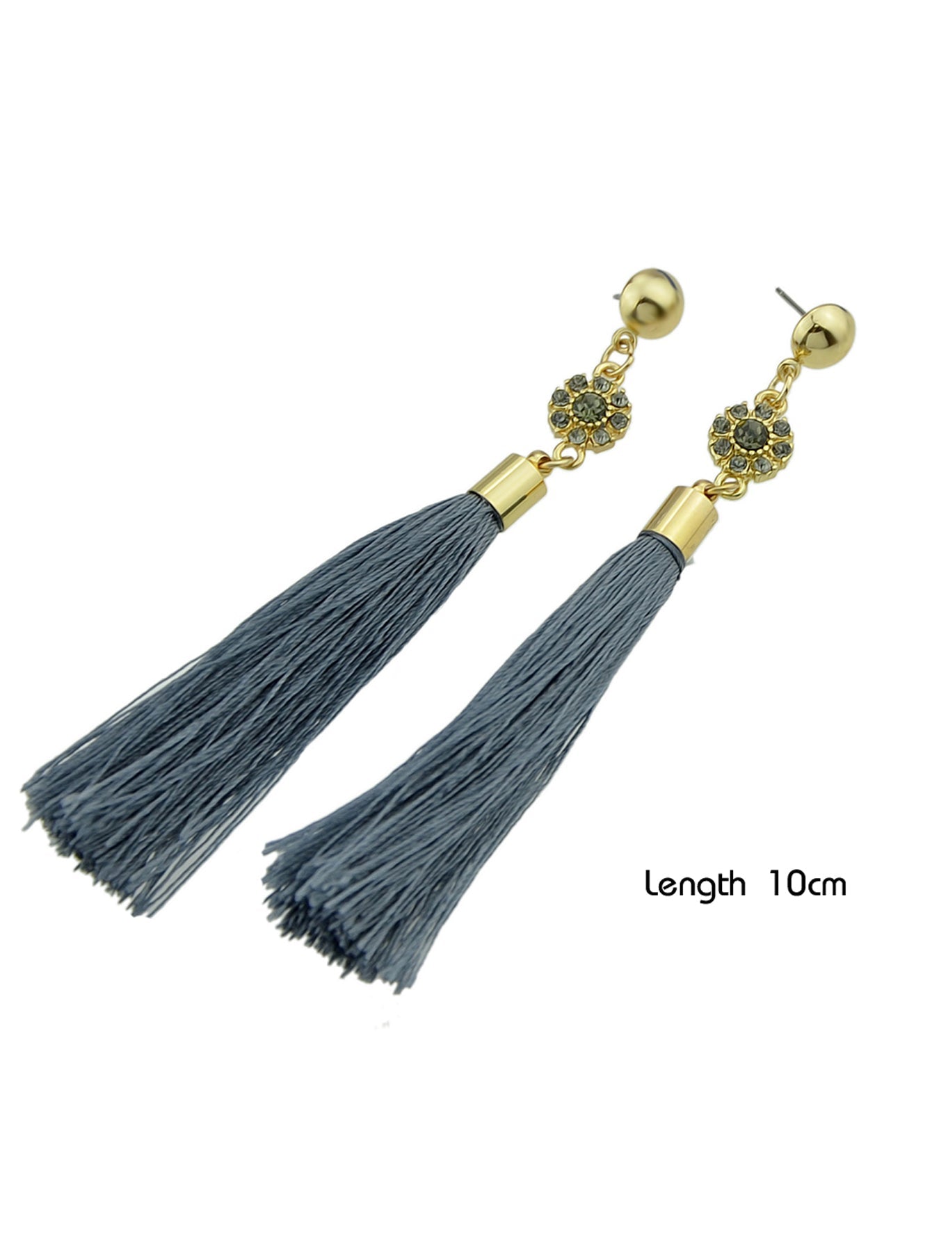 Ethnic Traditional Jewellery Rhinestone Flower Tassel Long Dangle Earrings Gift-3