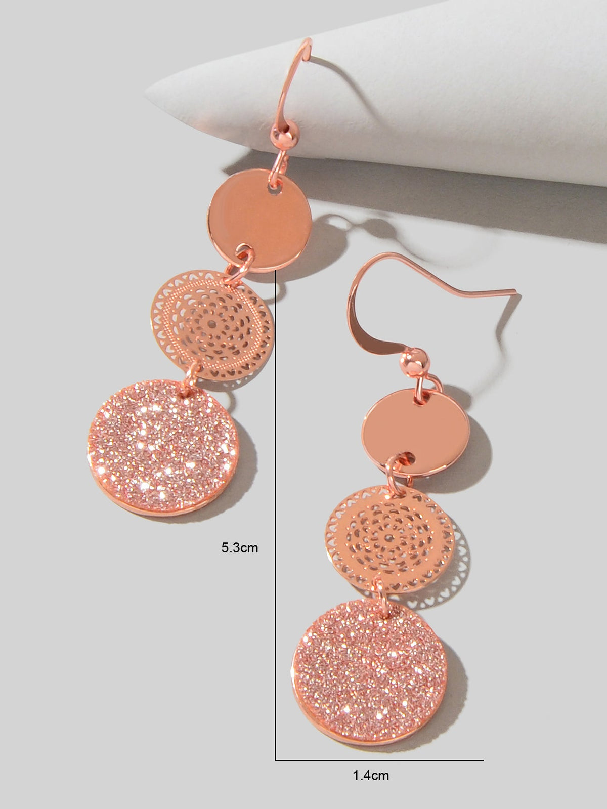 Chic Triple Round Disc Pendants Earrings Stylish Dangling Ear Jewelry Girls Gift-3