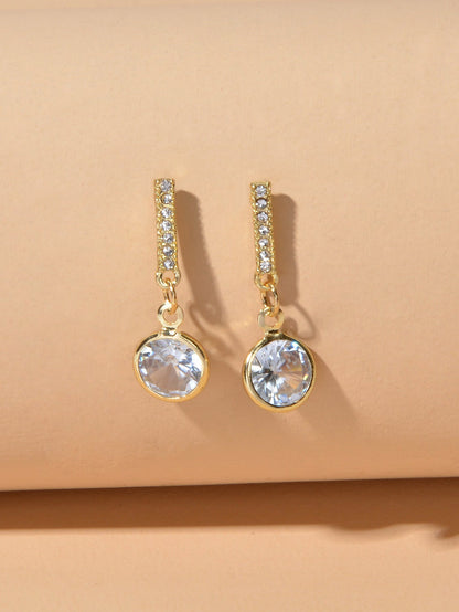Luxurious Gift for Best Friends Simulated Zircon Strip Pierced Drop Stud Earring-3
