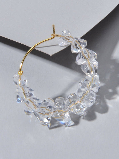 Ladies Jewellery Transparent Acrylic Beads Hoop Dangle Earrings Party Decoration-3