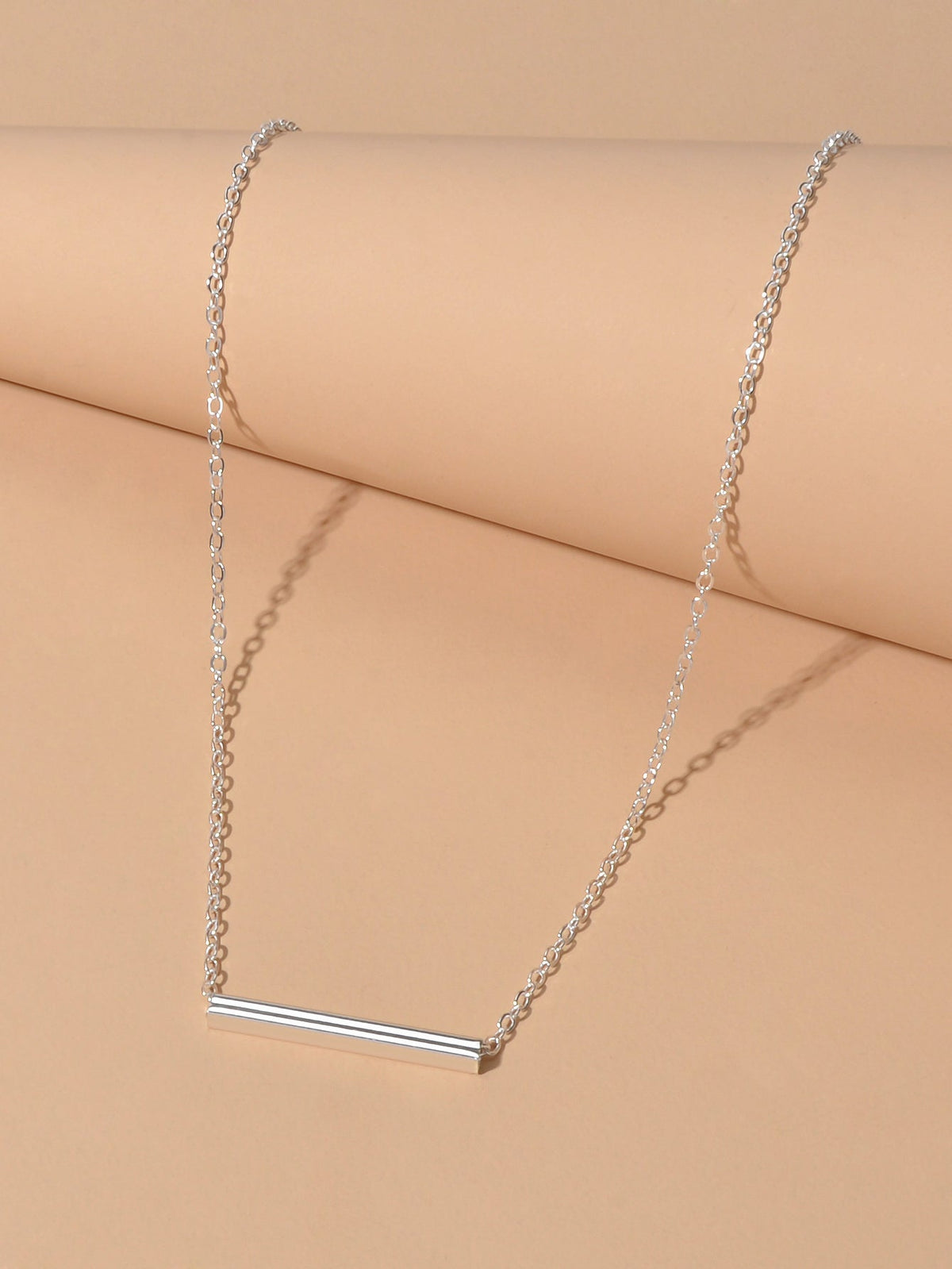 Minimalist Accessories Gold Chain Geometric Stick Charm Short Clavicle Necklace-3