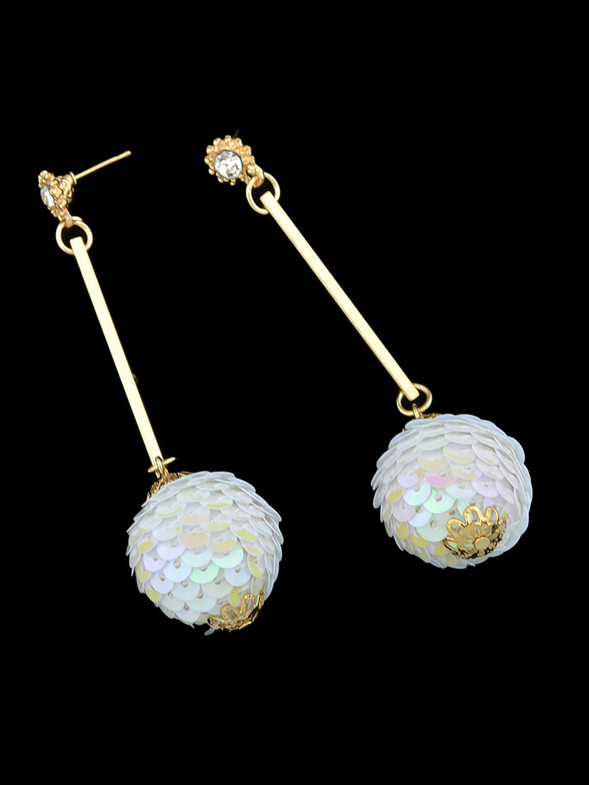 Rhinestone Sequins Ball Charm Pendant Dangle Earrings Women Girl Teens Jewellery-3