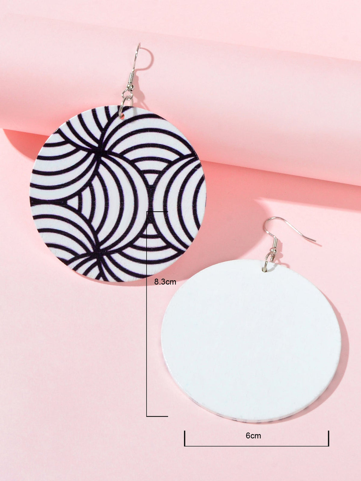 Black White Round Zebra Pattern Earrings Novelty Teenager Hanging Out Jewellery-3
