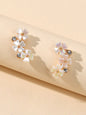 Dainty Gifts Women Girls Lightweight Rhinestone White Flower Cute Stud Earrings-0