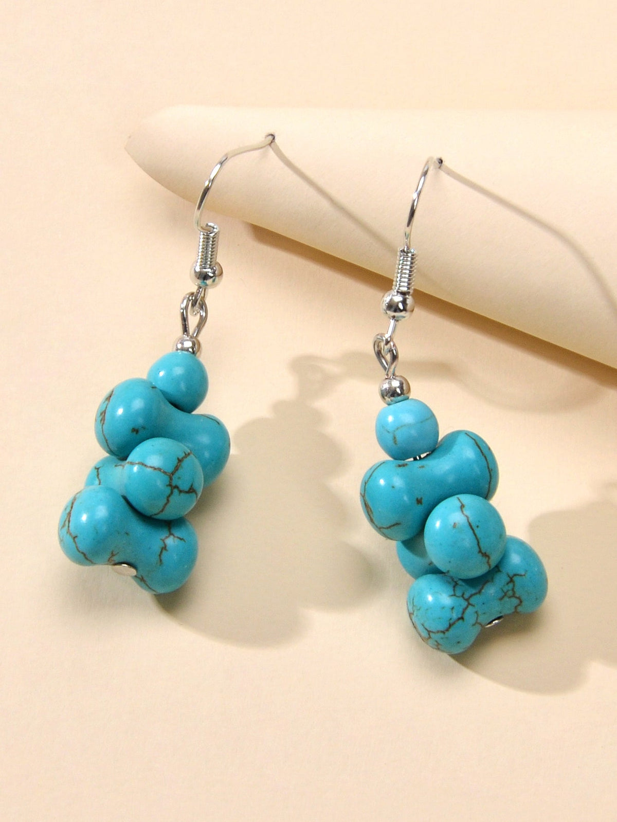 Ethnic American Jewellery Turquoise Geometric Dangle Bohemian Female Earrings-3