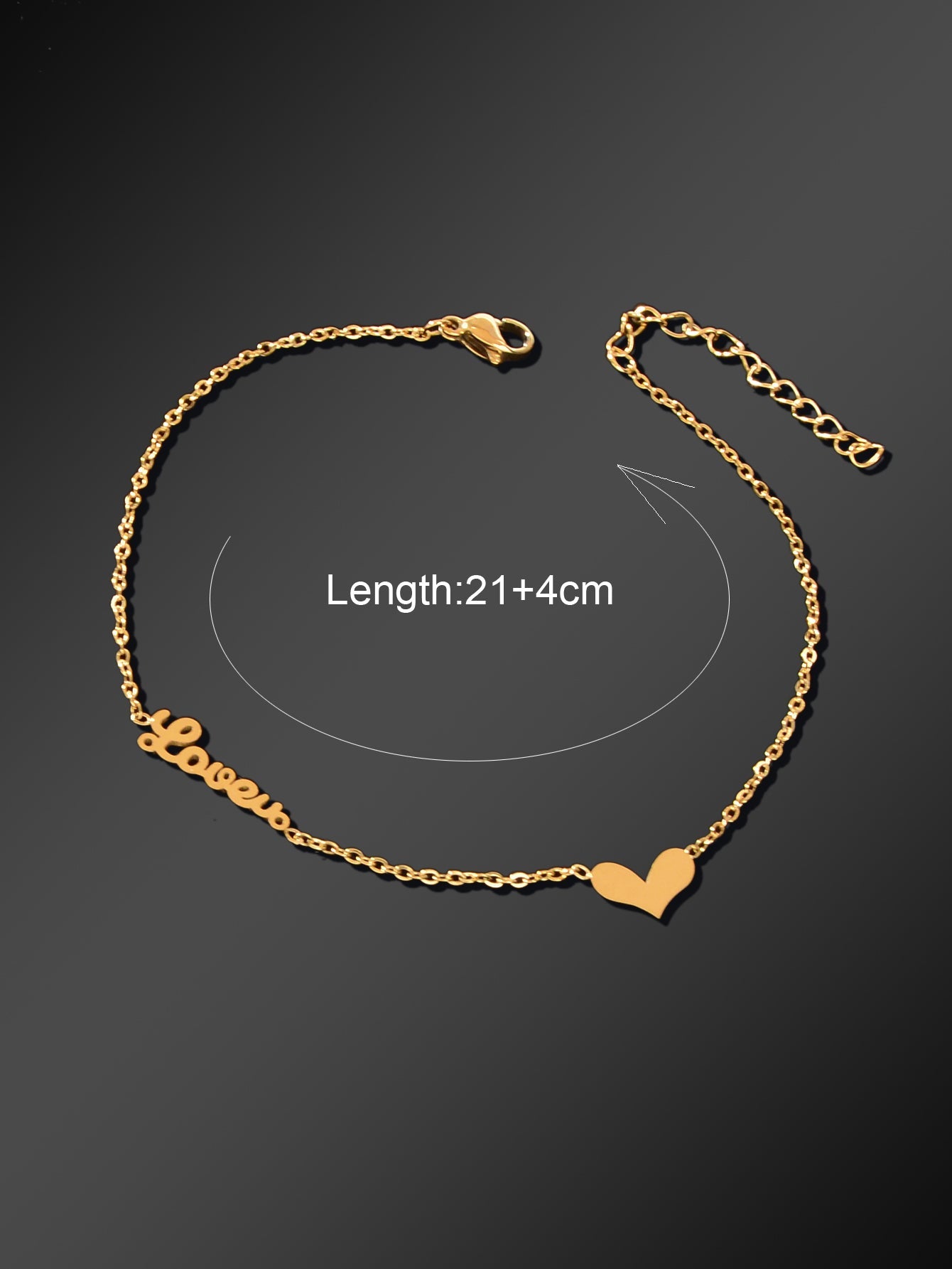 Minimalist Beach Foot Jewelry Gold Chain Heart Charm Love Letter Anklet Bracelet-3