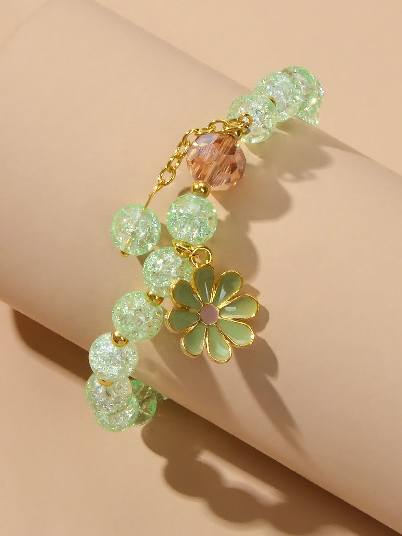 Handmade Beads Chain Flower Charm Bracelet Sweet Girls Teens Jewelry Dainty Gift-3