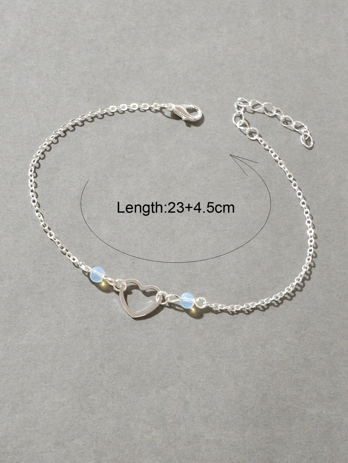 Dainty Foot Jewellery Girl Silver Chain Heart Charm Summer Barefoot Beach Anklet-3