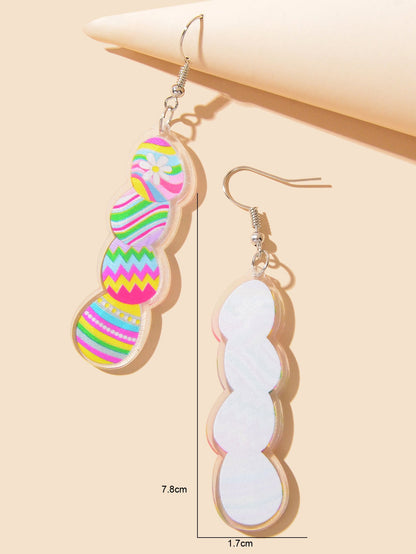 Long Colourful Easter Eggs Dangling Earrings Flower Bunny Jewellery Novelty Gift-3