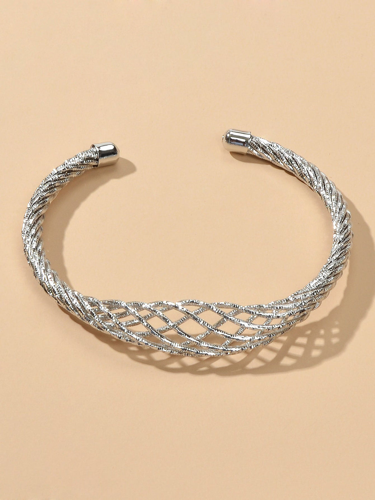 Ladies Jewellery Hollow Mesh Shape Gold Silver Open Cuff Women Bangle Bracelets-3