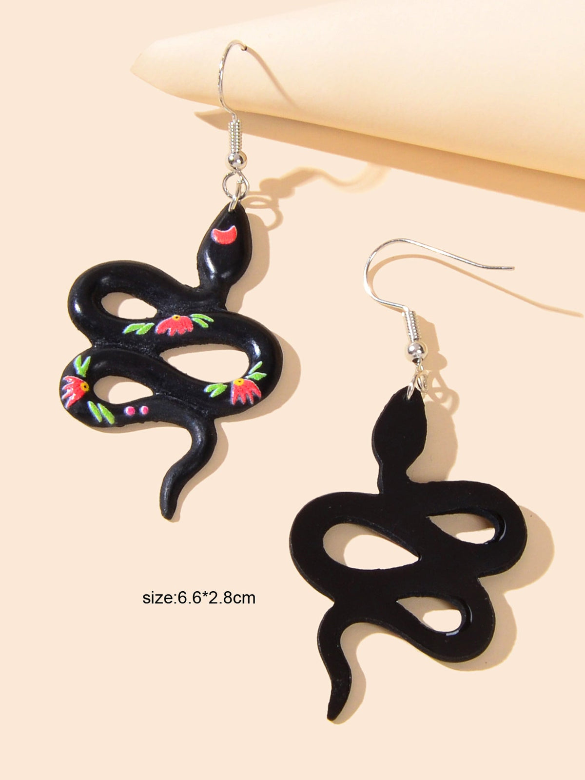 Punk Hip Hop Style Jewelry Black Resin Snake Dangle Statement Earrings for Women-3