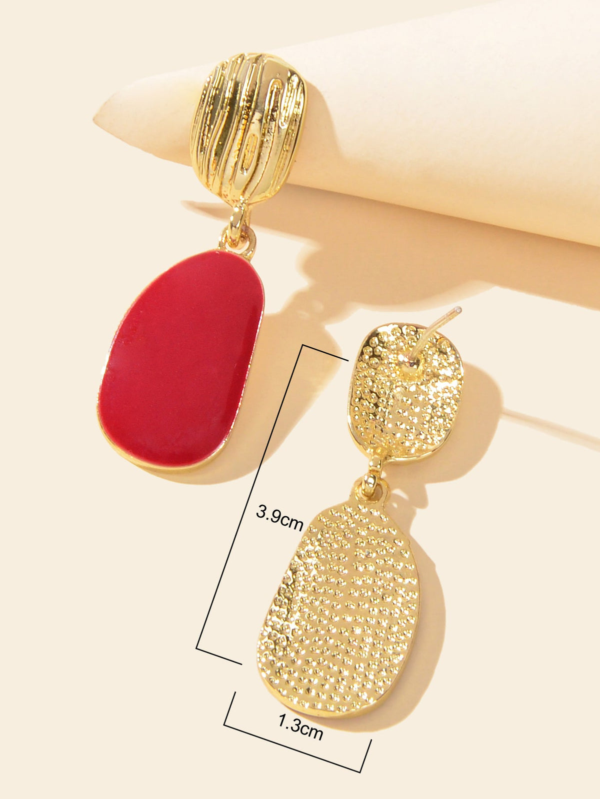 Party Decoration Red Enamel Geometric Hypoallergenic Earrings Daily Jewellery-3