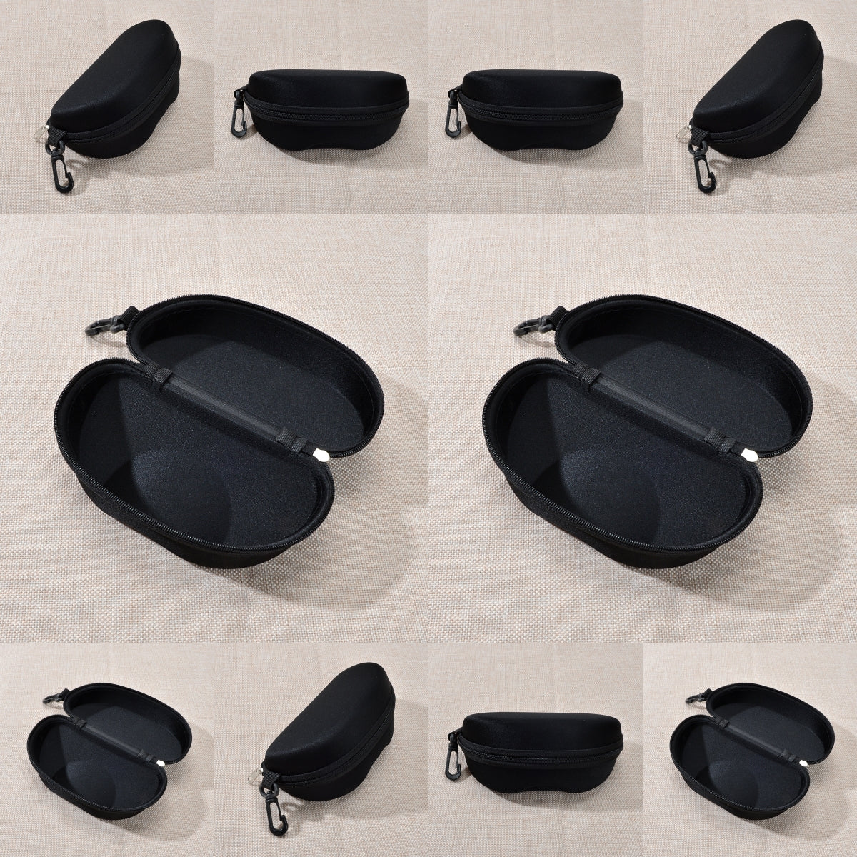 10 pcs Portable Hard Shell Sunglasses Case set Zipper Eyewear Eyeglasses Case with Hook for Women Men Travel Sports-4