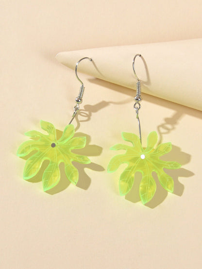 Female Jewelry Green Resin Coconut Tree Dangle Holiday Boho Chic Charm Earrings-3