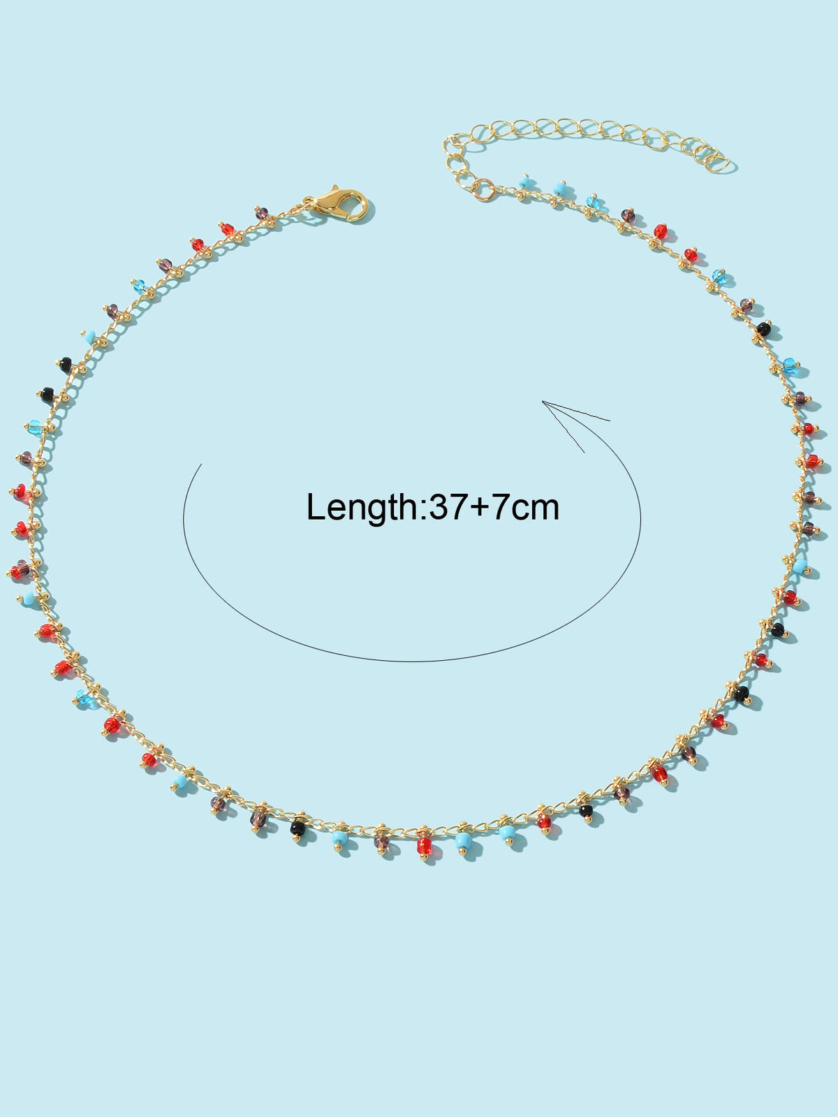 Bohemian Colorful Seed Beads Charm Gold Chain Necklace Women Holiday Jewellery-3