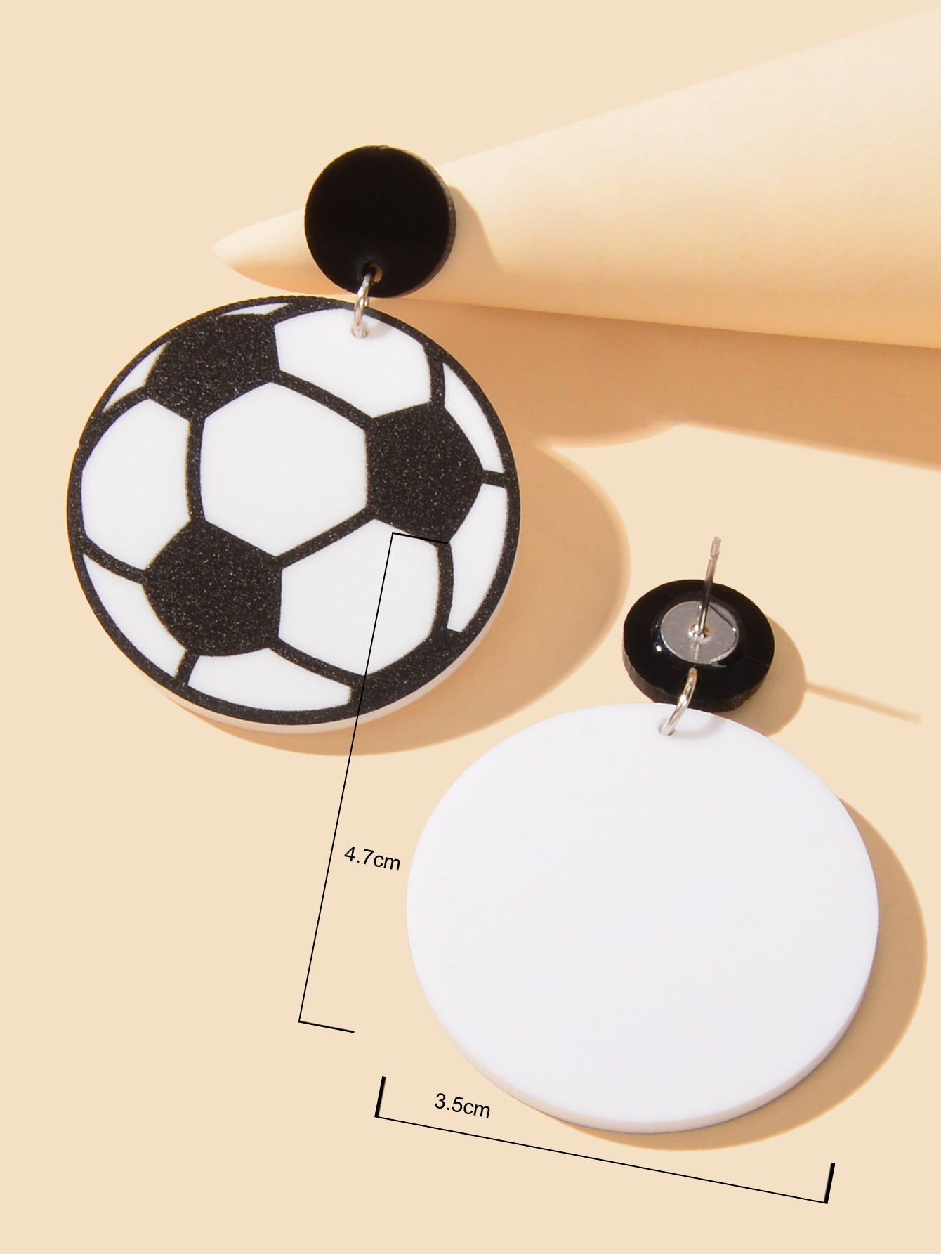 Handmade Acrylic Football World Cup Dangle Drop Earrings Unique Soccer Jewellery-3