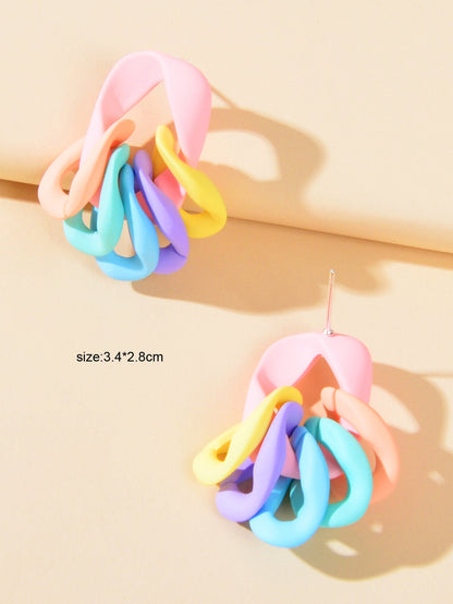 Lovely Candy Color Geometric Resin Earrings Y2K Style Sweet Cute Jewellery Gift-3