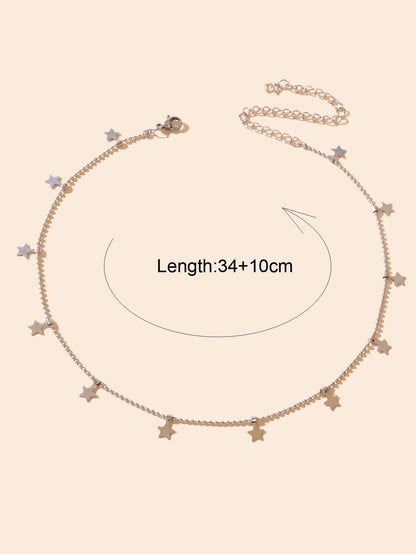 Minimalist Accessories Popcorn Chain Star Pendant Clavicle Collar Women Necklace-3