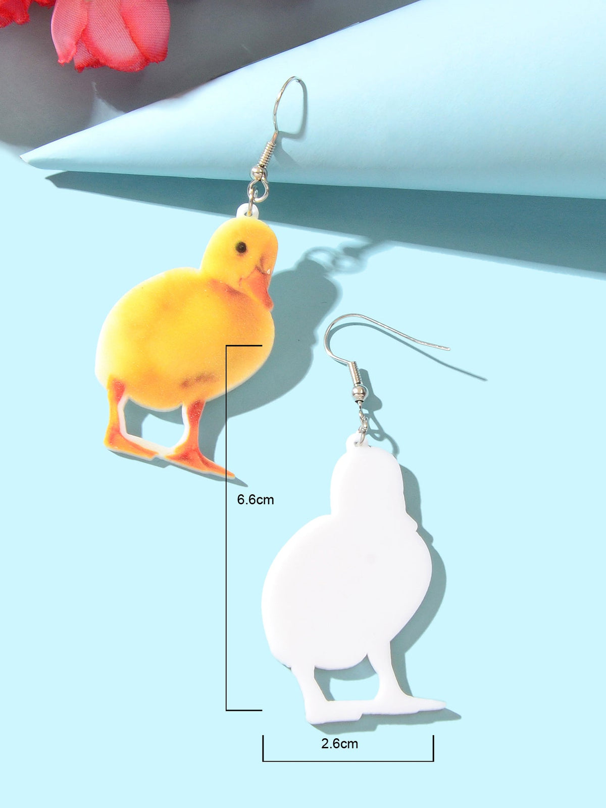 Yellow Acrylic Dangle Kawaii Funky Duckling Earrings Lovely Baby Duck Jewellery-3