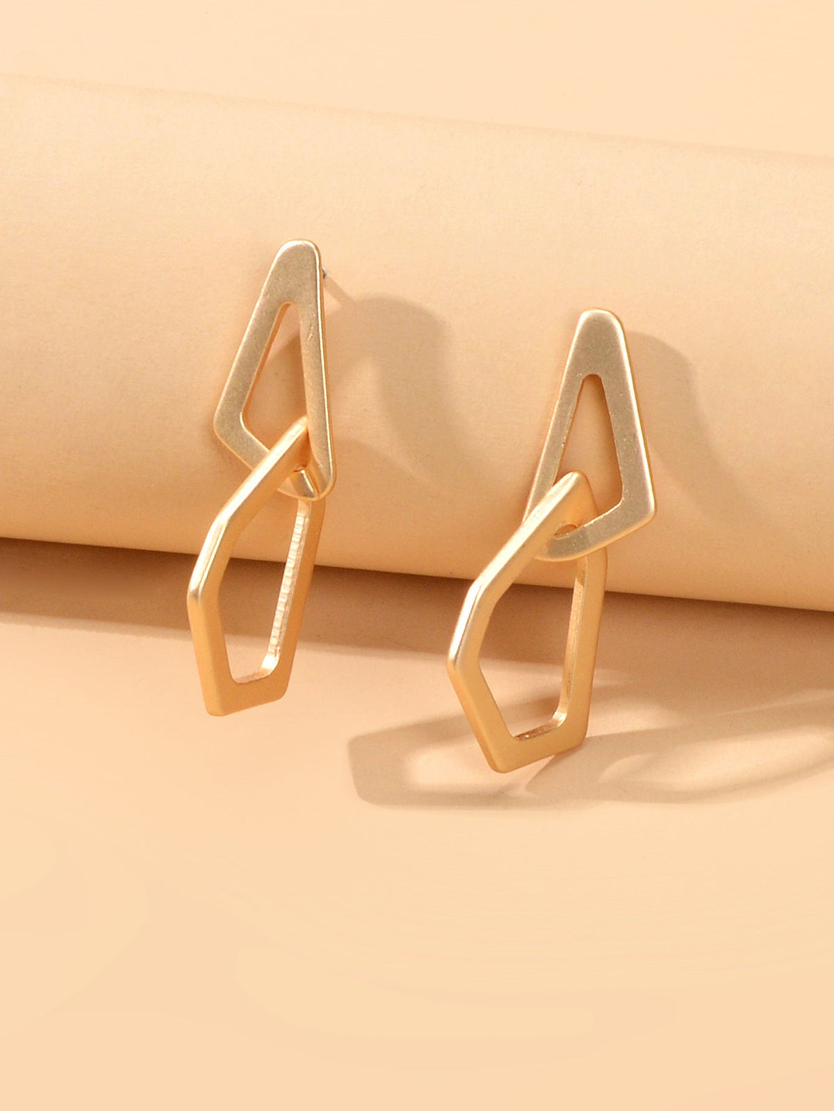 Female Gift Minimalist Gold Metal Geometric Stud Statement Personality Earrings-3