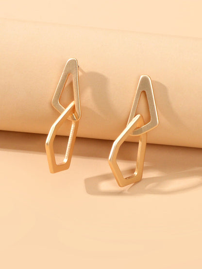 Female Gift Minimalist Gold Metal Geometric Stud Statement Personality Earrings-3